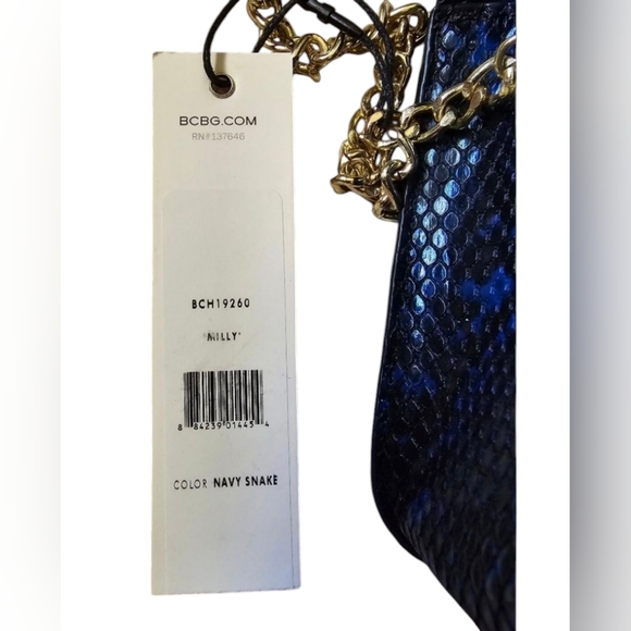 #76 BNWT BCBG Blue Snakeskin Milly Shoulder Bag - Picture 4 of 5